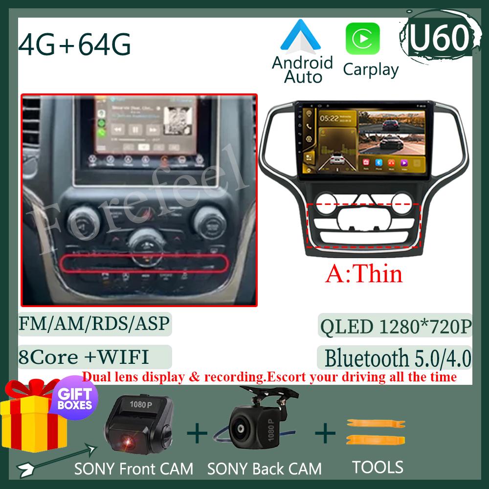 Видео Carplay Android 14 для Jeep Grand Cherokee WK2 2014 Автомобильный Радиоприемник Мультимедиа Авто Стерео Плеер Монитор ТВ GPS DVD DSP IPS BT