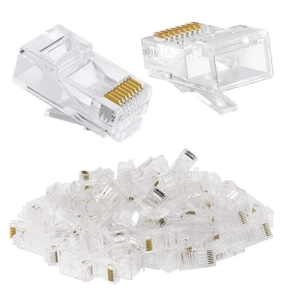 50/30PC RJ45 Ethernet Cables Module Plug Network Connector Crystal Heads Cat5 Gold Plated Network Cable Suitable for Computer TV