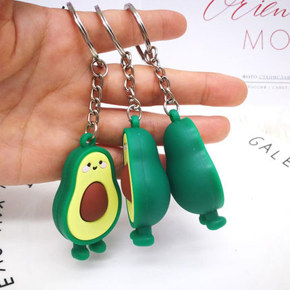 Couple Key Rings Bag Pendant Jewelry Smiling Avocado 3D Keychain Simulated Fruit Avocado Keychain