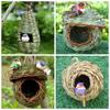 Natural Grass Weaved Bird Nest Handwoven Straw Bird Cage Bird Hut for Yard Decoration Outdoor Garden Hanging Nest Bird Accessory