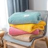 Striped Flannel Blankets For Beds Solid Pink Blue Color Soft Warm Mink Throw Sofa Cover Bedspread Beach Airplane Travel Blankets