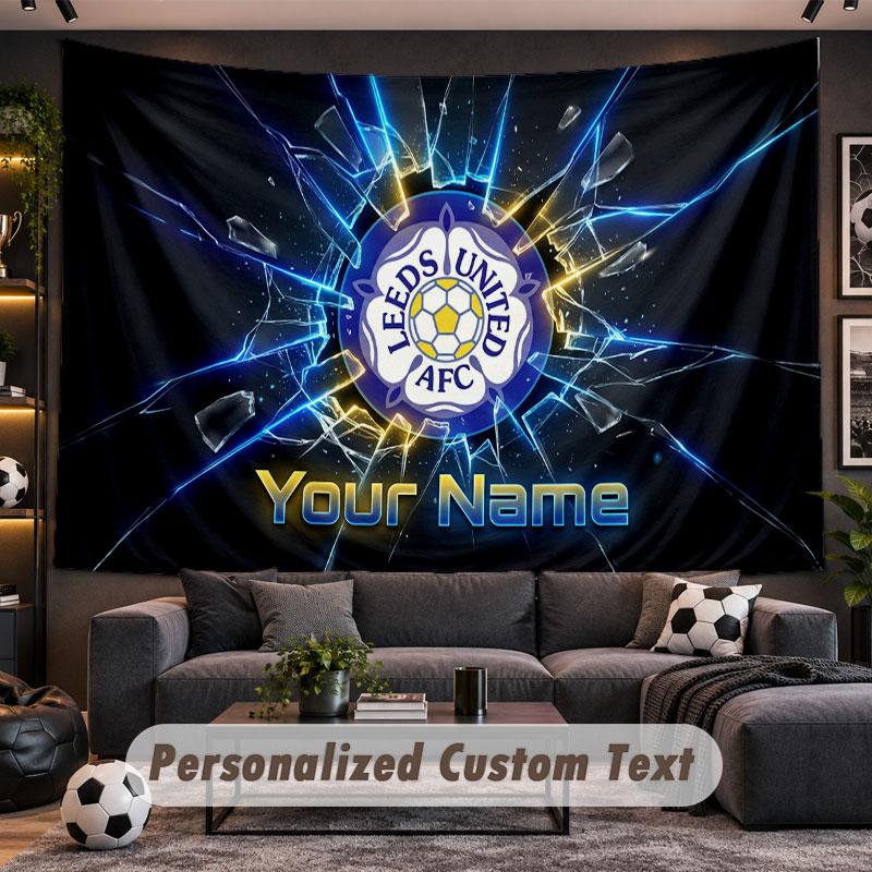 Wall Hanging Tapestry Custom NameLeeds United Pattern Personalized Printed Fabric Wall Decor