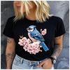 Unisex Womens Cotton Bluebacked Raven Print Tshirt Loose Round Neck Casual Short Sleeve Fashion Top Clothing Summer