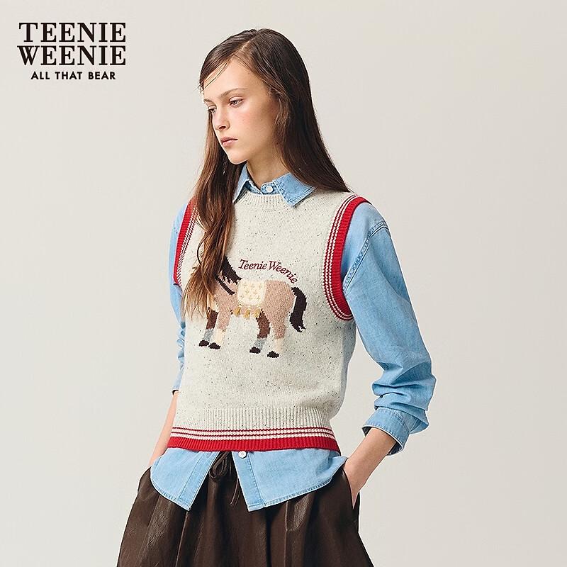 Teenie Weenie Женский вязаный свитер с буквой и мишкой