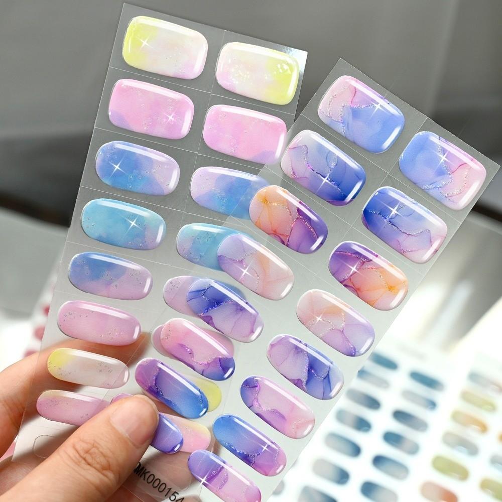 Self-Adhesive Manicure Stickers 16 Tip Full Cover Nail Wraps New UV Polish Nail Strips Women