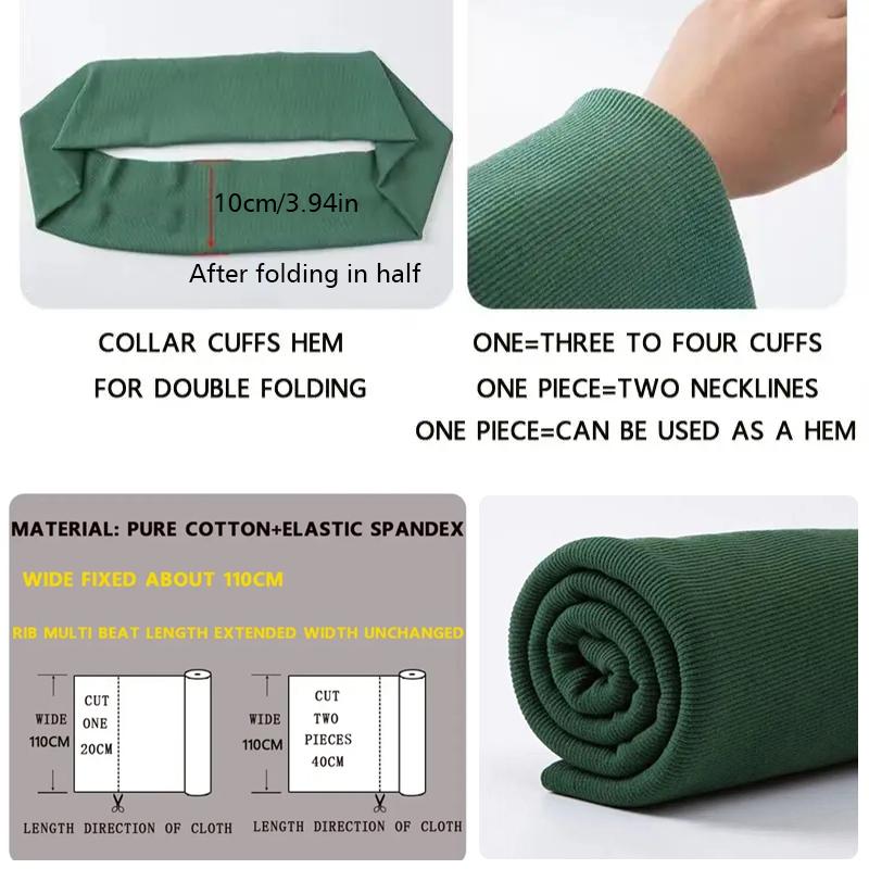 20x120cm Plain Knitted Rib Trims Fabric Baseball Clothes Knitted Rib Cuff Stretchy Fabric Uniforms Solid DIY Cuff 1PC