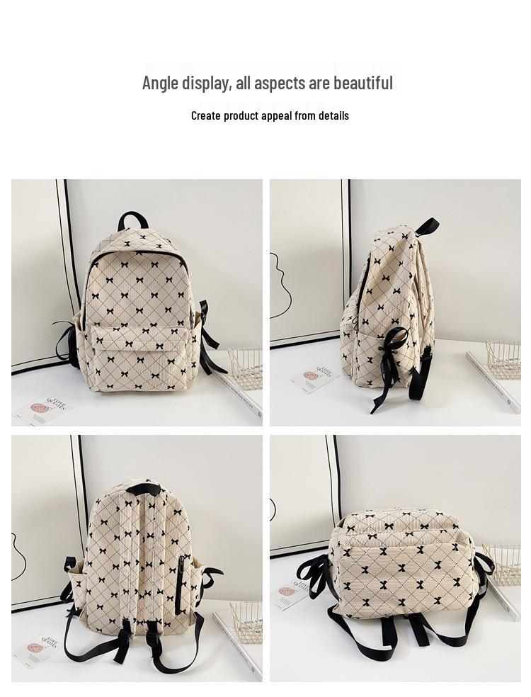 Women's Bowknot Corduroy Casual Backpack – Versatile Fall/Winter  Style