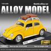 1/32 Volkswagen Beetle Alloy Die-cast Car Model Sound and Light Bring Back Pull Function Vehicle with Base Ornament Children's Gift