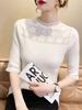 Women's Lace Top: Spring & Fall 2024 Long-Sleeve Knitted Sweater Pullover