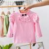 Детская осенняя милая однотонная хлопковая повседневная футболка с высоким воротником и длинными рукавами