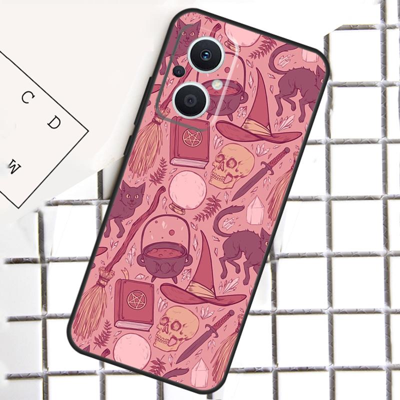 Пастельно-розовый чехол для телефона в стиле 'Girly Pastel Witch Goth' для OPPO Reno 14F 14 13 12 11 F 10 Pro 8T 7 8 Lite OPPO Find X8 X6 X5 Pro