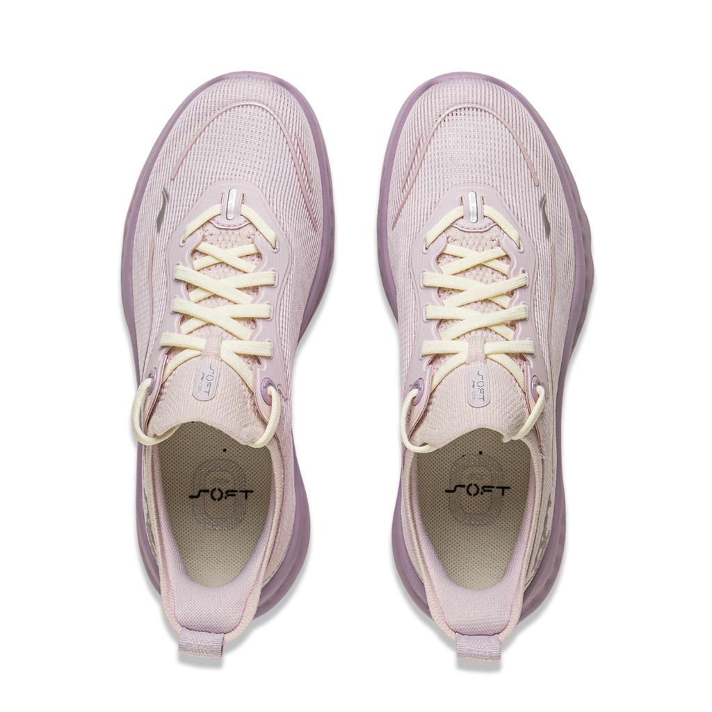 Li Ning Soft Cool 2 Удобная Толстая Подошва Увеличение Роста Дышащие Легкие Низкие Повседневные Кроссовки Женские кроссовки Светло-Фиолетовый Розовый AGLV010-9