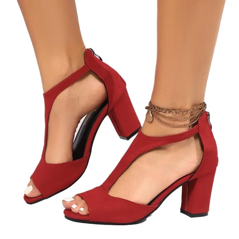 Женская обувь Высококачественные женские босоножки с открытым носком Модные офисные и карьерные летние босоножки больших размеров на каблуке
