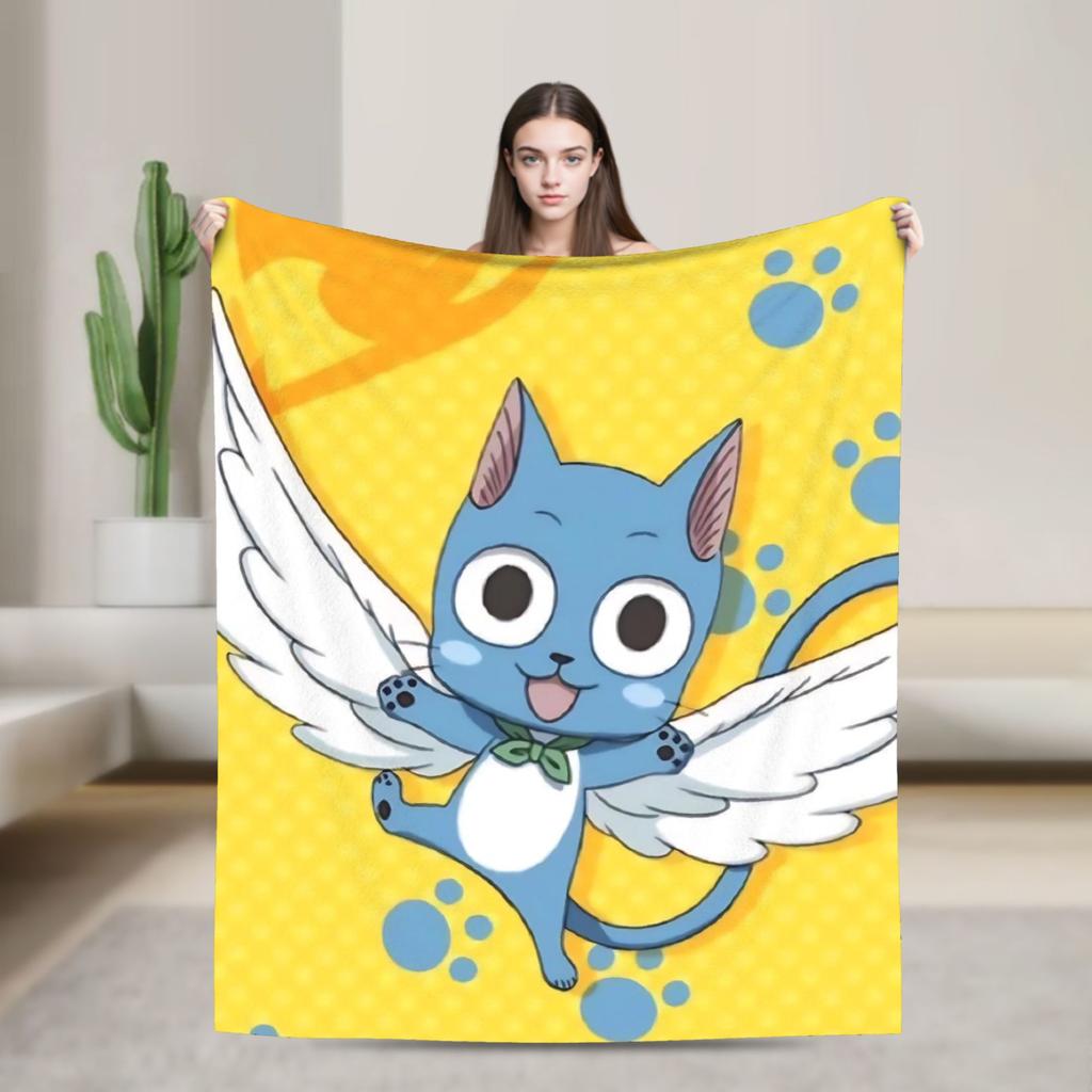 Фланелевые одеяла Fairy Tail Супермягкие пледы для спальни и гостиной, для путешествий, смешные покрывала, чехлы для дивана-кровати