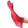 Musical Fringe Tassel Gloves Stretch Stage Dance Mittens Simple Lady Long Gloves  Halloween Party
