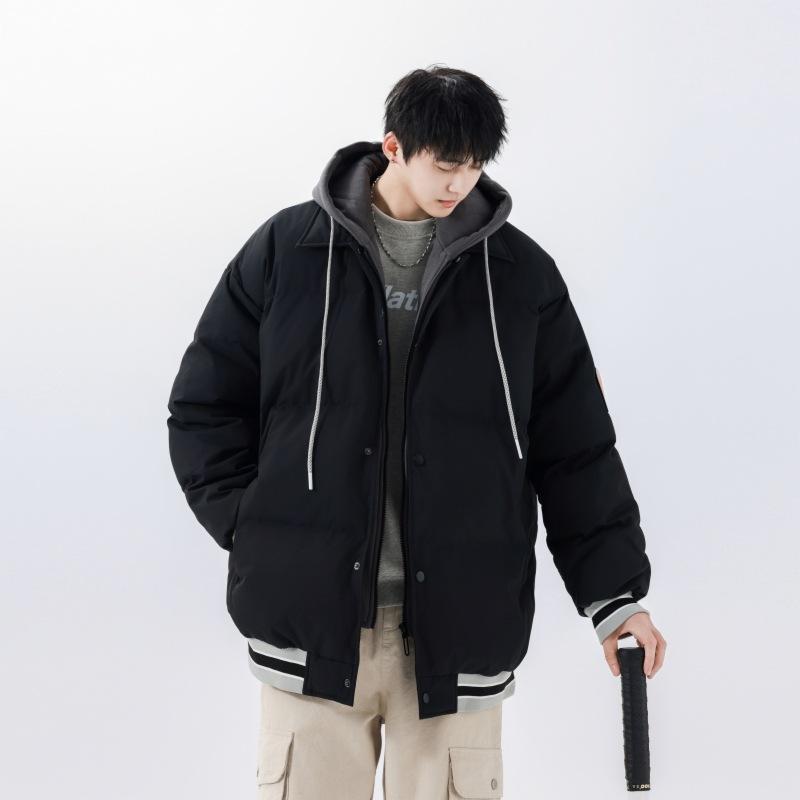 Простая и модная новая зимняя куртка с капюшоном, утепленная мужская куртка средней длины