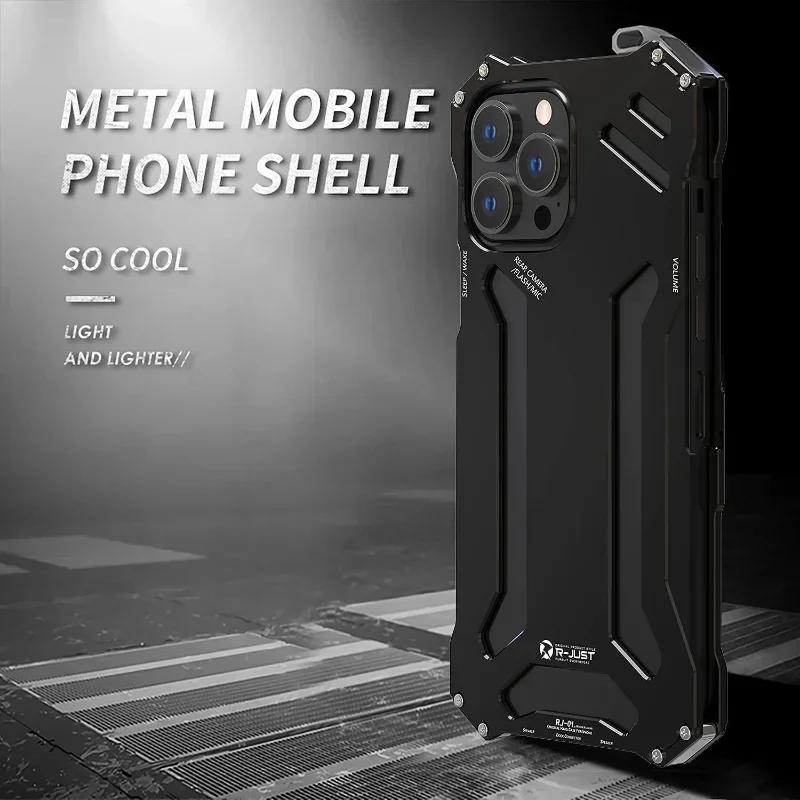 Двухслойный металлический бампер для телефона IPhone 16 15 14 Plus 13 12 16 Pro Max, алюминиевая, военная, противоударная, устойчивая к царапинам крышка