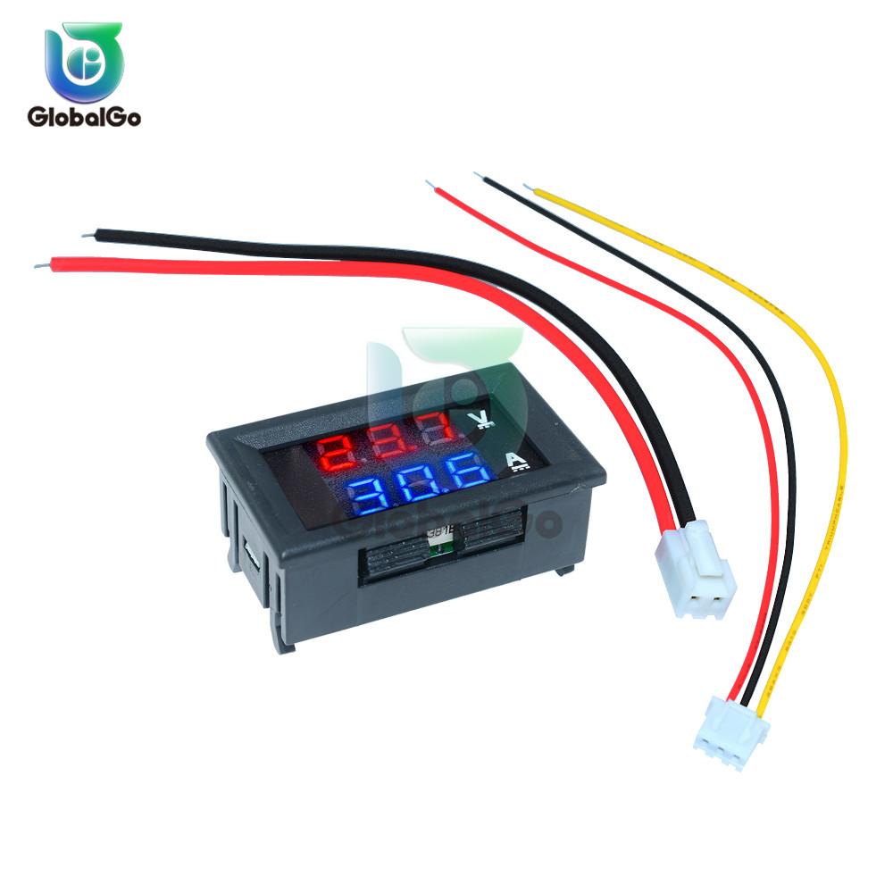 Digital Car Voltmeter Ammeter Motorcycle Voltage Indicator Tester Current Meter Tester 12V 2pin 3pin Cable DC100V 10A 50A 100A