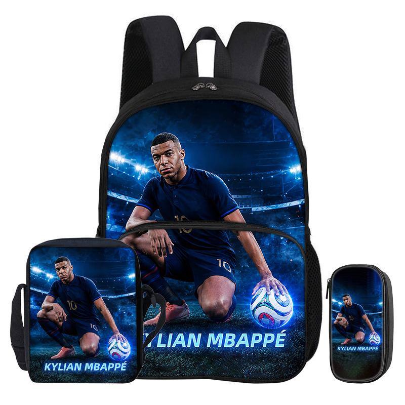 Набор из 3 предметов M-Mbappe с передним карманом Рюкзак Спортивные сумки через плечо для футбола Футбольная звезда Пенал Школьные сумки для учеников Рюкзак