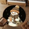 1PC snowman leopard print Office Round Area Rug, Under Office Chairs Bedroom Living Room Home Decor, Carpet for Office -1110143