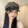 Новый Раннеосенний Леопардовый Принт Темперамент Ретро Берет Женский Корейский Стиль Модный Универсальный Модный Восьмиугольный Берет