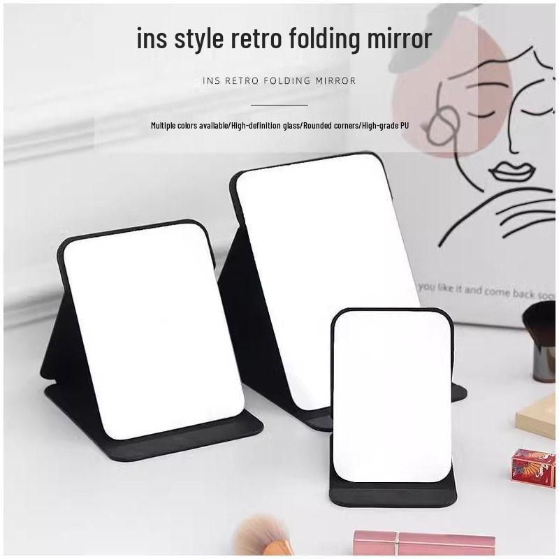 Portable Folding Makeup Mirror for Dorms: Compact for Women & Men, Desktop & Travel-Friendly