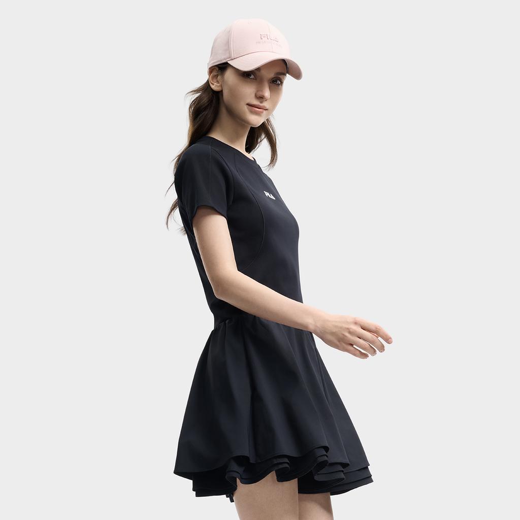 Fila Оригинальный Простой Универсальный Модный Предмет Платье с Коротким Рукавом Женские платья Черный F11W629312FBK