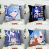 Чехол для подушки ReZero Рем для автомобиля, дивана, декоративный для дома, двусторонний принт, плюшевая квадратная декоративная подушка, чехол