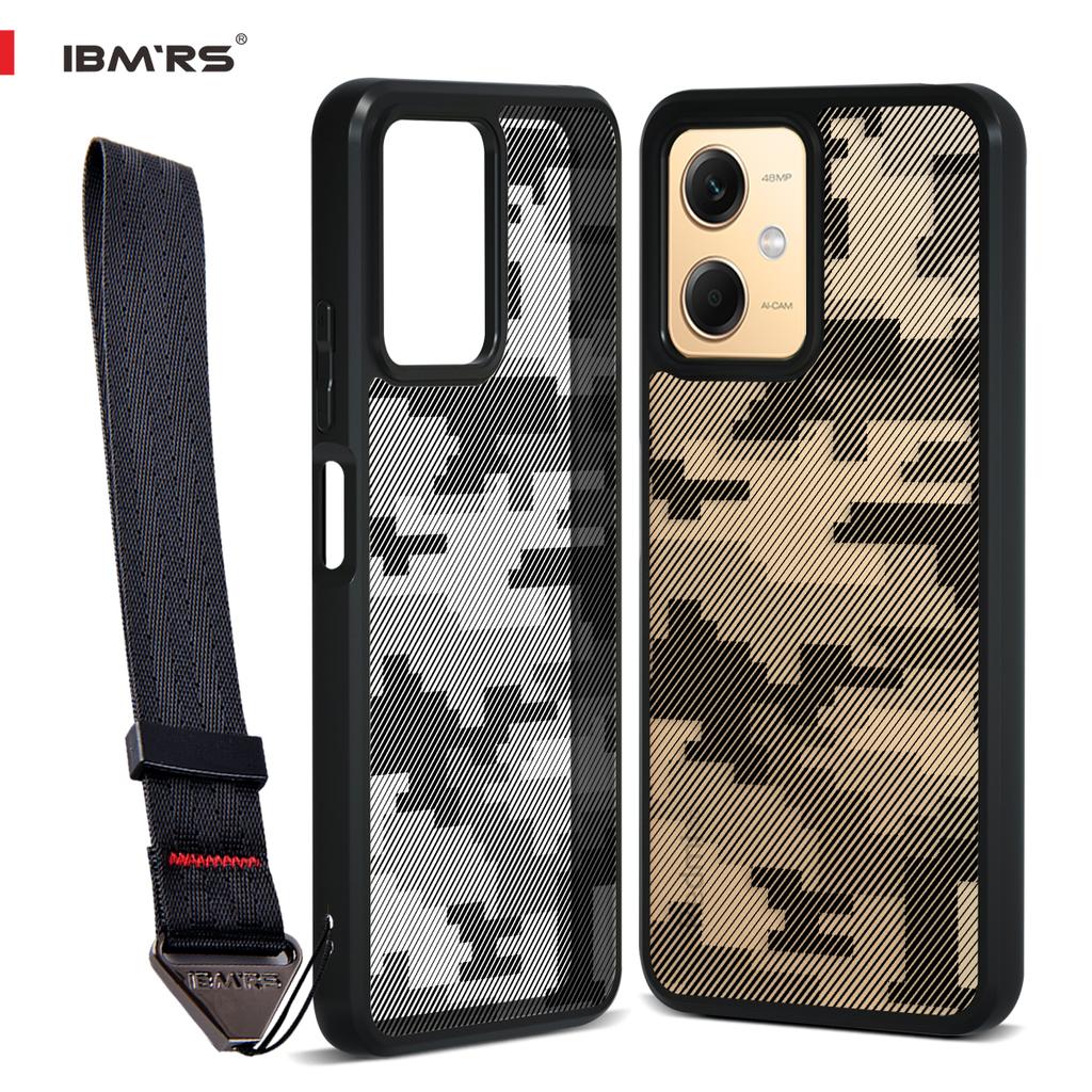 (В комплекте ремешок на запястье)Чехол ibmrs для Xiaomi Note12/12R Pro/POCO X5 5G, прозрачная защитная пленка для телефона с камуфляжным принтом
