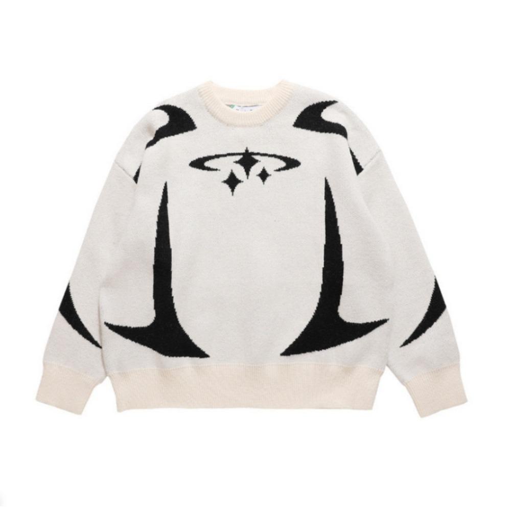 Y2K Harajuku свитер с длинным рукавом толстовка винтажная полоса вышивка Savage Color топы High Street Мужчины Женщины Slim Fit пуловеры