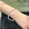Women Bangle Twisted Entangled Alloy Silver Color Chinese Style Adjustable Smooth Polished Wrist Jewelry Anniversary Birthday Gift Lightweight Bangle