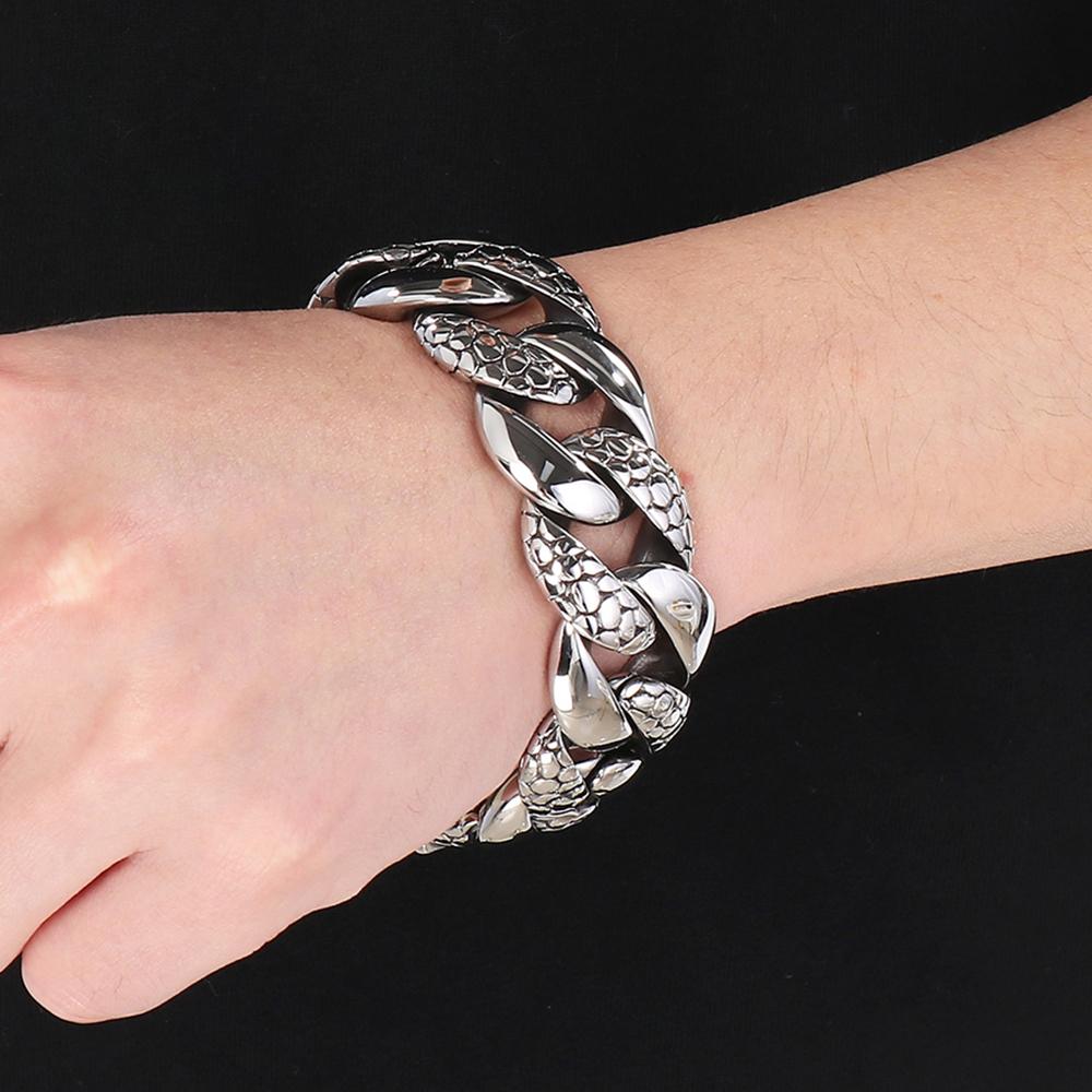 25 мм толстый браслет из кубинских звеньев в виде змеи для мужчин, прочный браслет из нержавеющей стали в стиле хип-хоп, мужские 9,06-дюймовые байкерские панк-ювелирные изделия, подарки