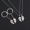2 Set Sister Necklace Heart Shape Durable Stainless Cute Key Ring