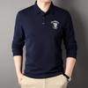 Новая футболка с длинными рукавами для мужчин, осенняя облегающая рубашка в корейском стиле, рубашка поло с вышивкой на лацканах
