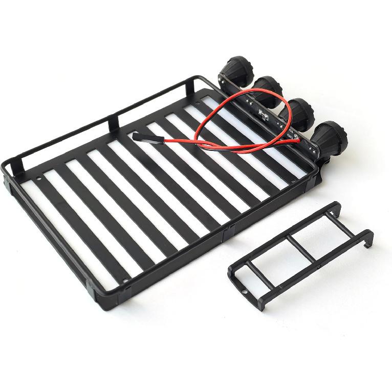 Багажник на крышу для 1/18 RC гусеничного автомобиля TRX4M - Багажник на крышу со светодиодными прожекторами и лестницей - 1:18 Декоративные Улучшения для RC Гусеничного Трагги