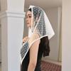 Кружевные вуали Испанский стиль Мусульманский головной платок Шарф Для женщин Белая точка Аксессуар для волос Свадебный Треугольный головной платок