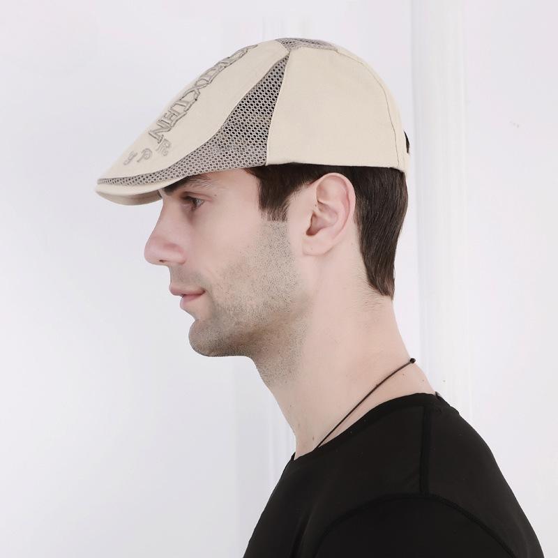 Сетчатая шляпа с язычком утки, мужской берет, весенне-летняя сетчатая кепка, дышащая солнцезащитная шляпа, шляпа M. Шелкография передняя крышка