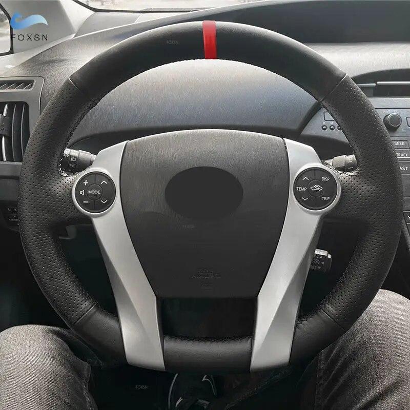For Toyota Prius 30 XW30 2009 2010 2011 2012 2013 2014 2015 Prius C US 12-17 Car Steering Wheel Cover Perforated Leather Trim