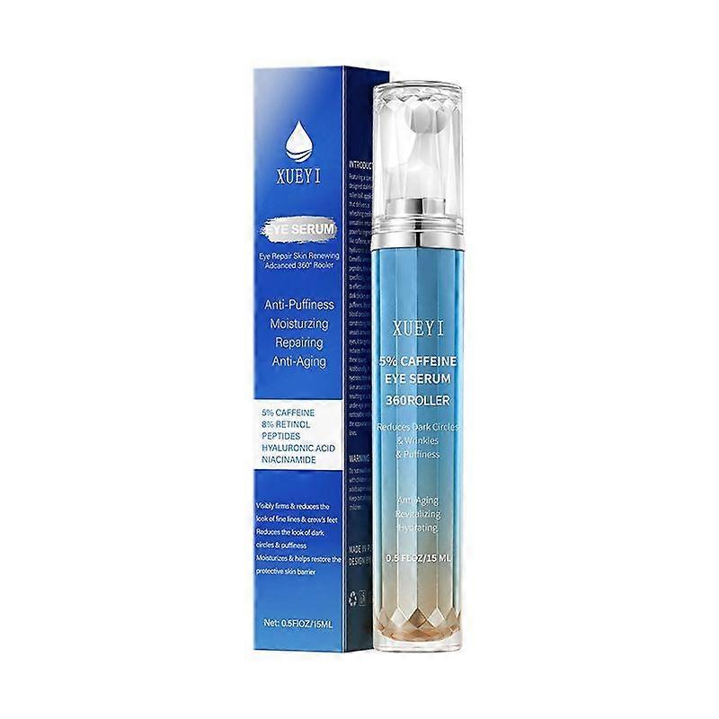 Eye Serum for Dark Circles and Puffiness, 5% Caffeine 8% Retinol Under Eye Cream with Build-In 3D Roller Applicator, Hyaluronic Acid Peptide for Hydra