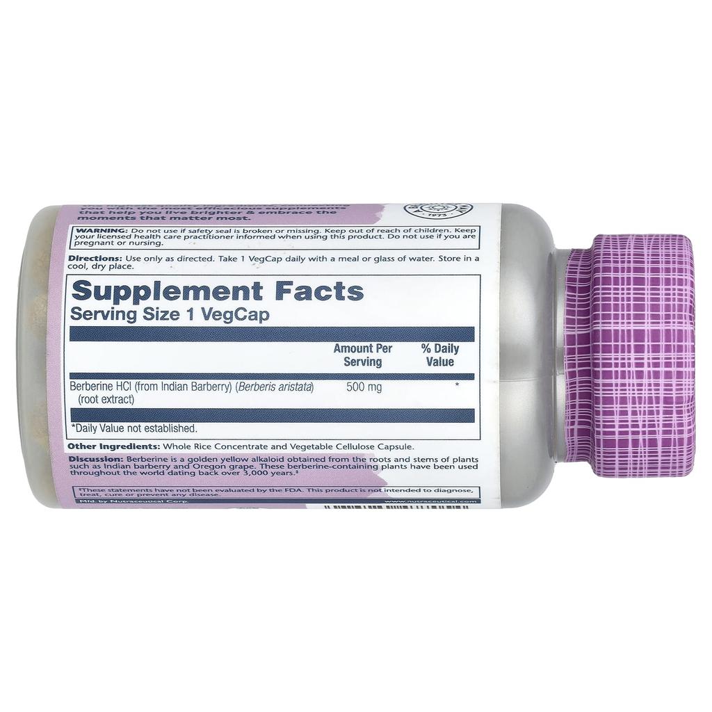 SOLARAY Berberine, 500 Mg, 60 Veggie Capsules