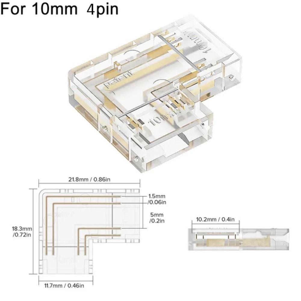 COB LED разъемы 90 градусов L-образный угол 5/8/10 мм без пайки для CCT FCOB RGB ленточных светильников 2/3/4-контактный разъем полоса к полосе