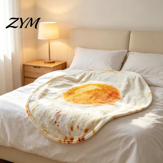 Cozy Blanket for All Seasons Round Food Blanket, Realistic Themed Throw 59 Inch Novelty Waffle Pizza Creative Home Decor Burrito Donut Wrap, Soft Sofa
