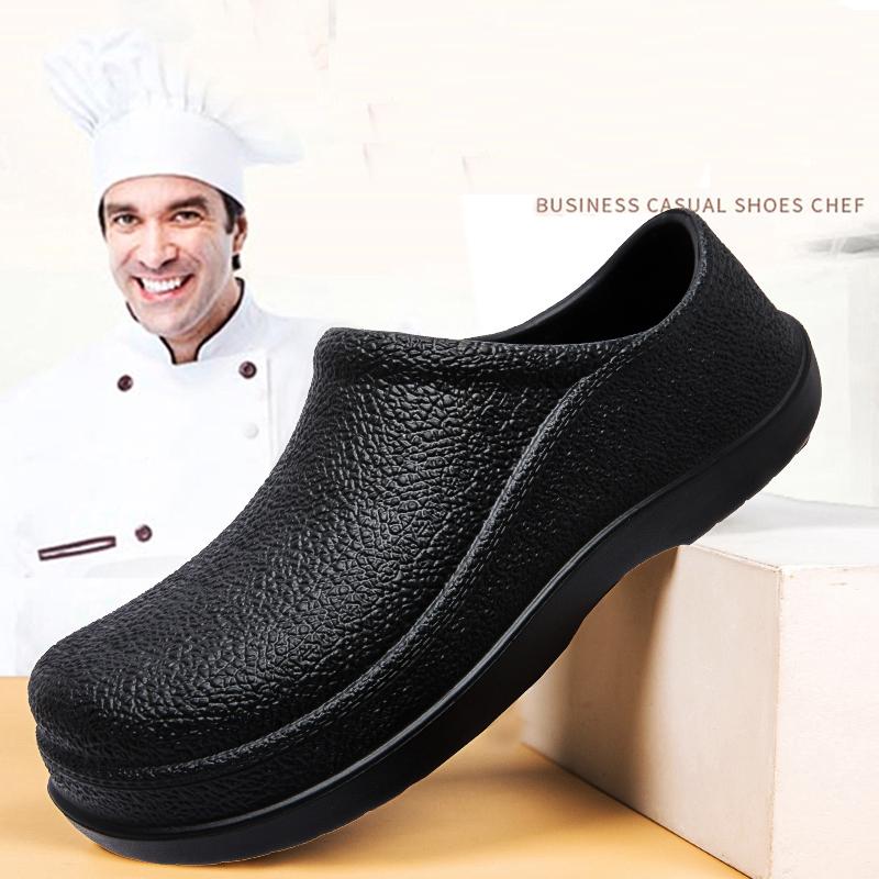 Fashion Men's Chef Shoes Water-proof Oil-proof Kitchen Shoes Non-slip Garden Clogs Man Summer Beach Slippers Hotel Work Shoe EVA Sandal