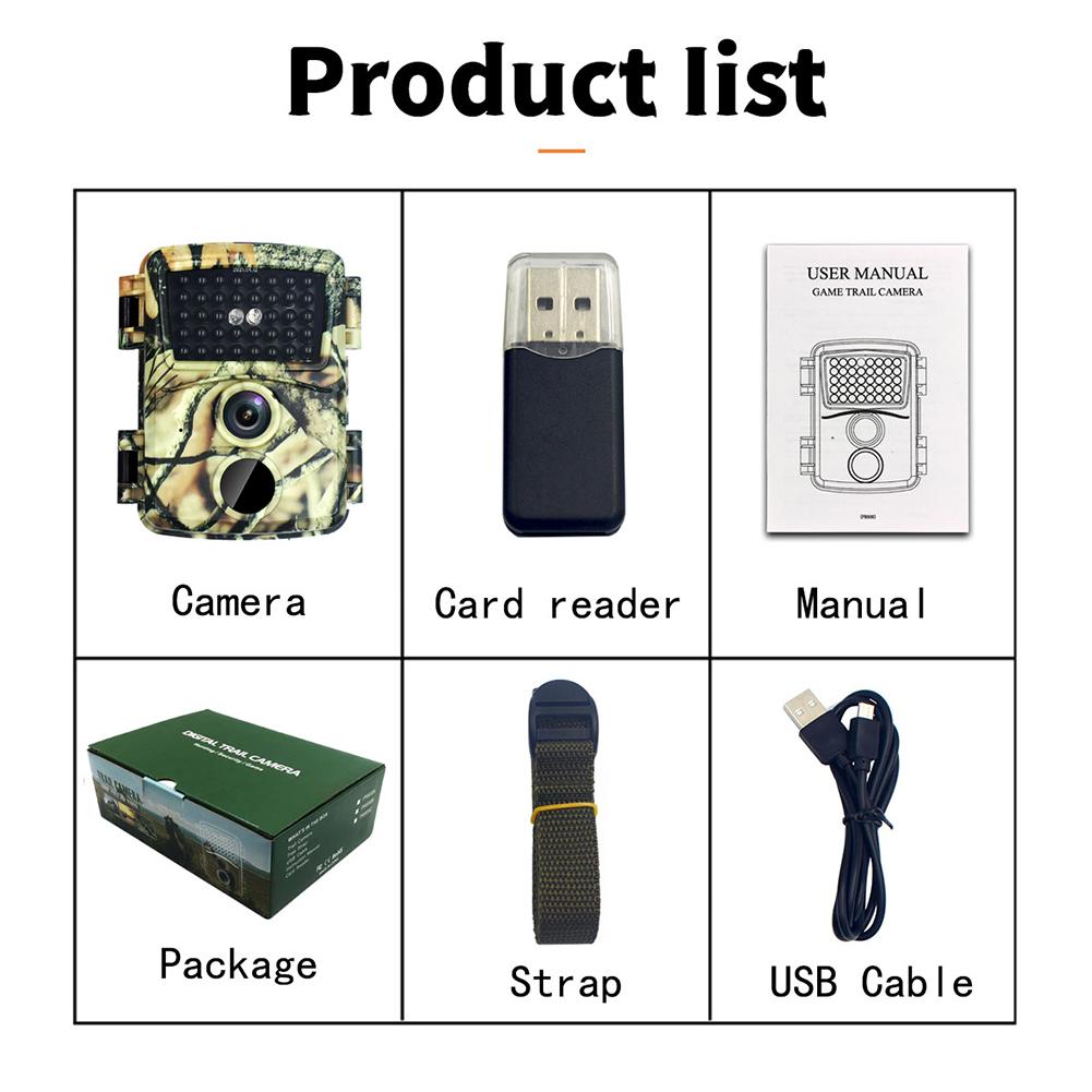 Pr600c Hunting Camera Hd 12mp Wildlife Trail Monitoring Camera Night Vision 0.8s Trigger Video Trail Camera Surveillance Camera