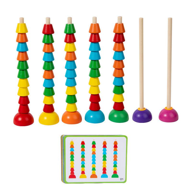 Деревянный многофункциональный набор для счета и сортировки бусин для дошкольников, развивающая игрушка