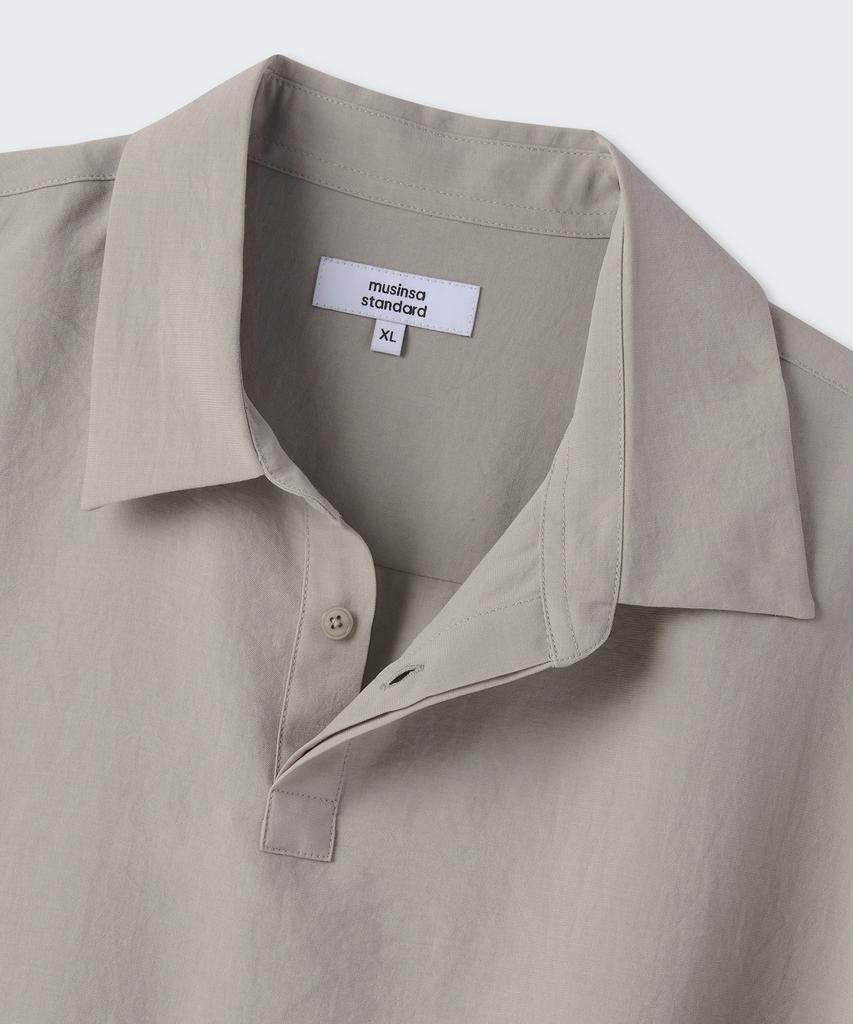 MUSINSA STANDARD Relaxed Linen-Like Tunic Short Sleeve Shirt [Light Beige]