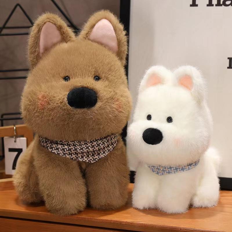 White West Highland Puppy Doll Short Plush Sleeping Pillow Dog Plush Toy Gift for Women and Children