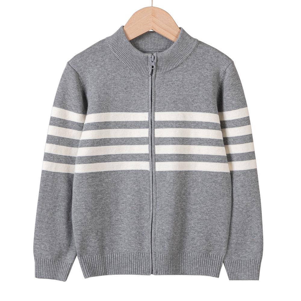 Детская одежда, воротник-стойка, молния, вязаный кардиган для мальчиков и девочек, универсальная детская куртка-свитер на весну и осень