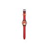 Swatch Кварцевые часы 30 метров водонепроницаемые 41 мм Красный циферблат Керамический корпус с растительным узором Силиконовый ремешок Унисекс часы SO32Z107
