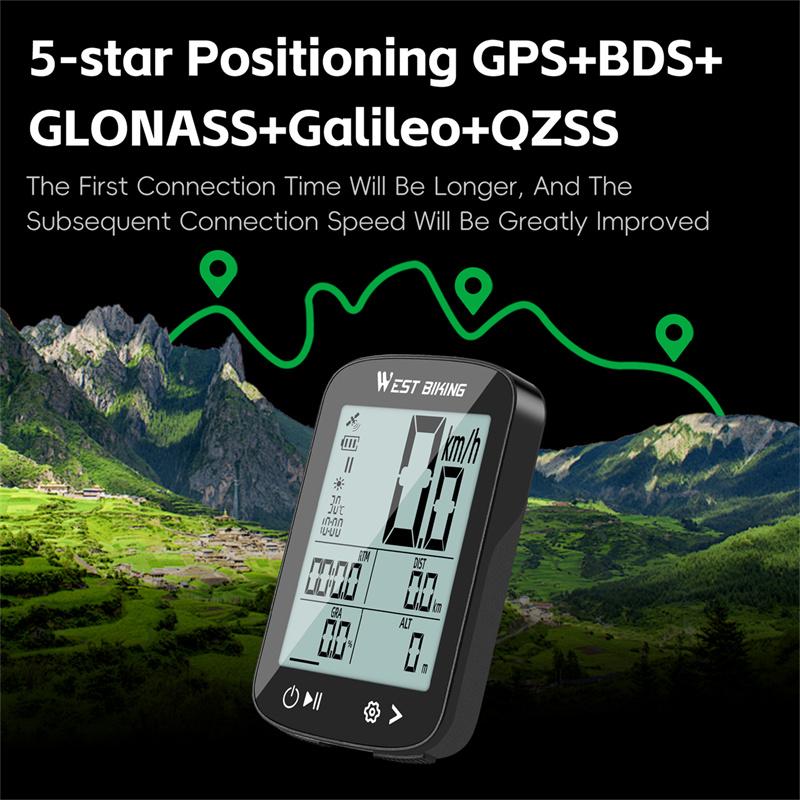WEST BIKING GPS Bike Computer Wireless Stopwatch IPX7 Waterproof Cycling Odometer Type-C Charge Speedometer Bicycle Accessories2